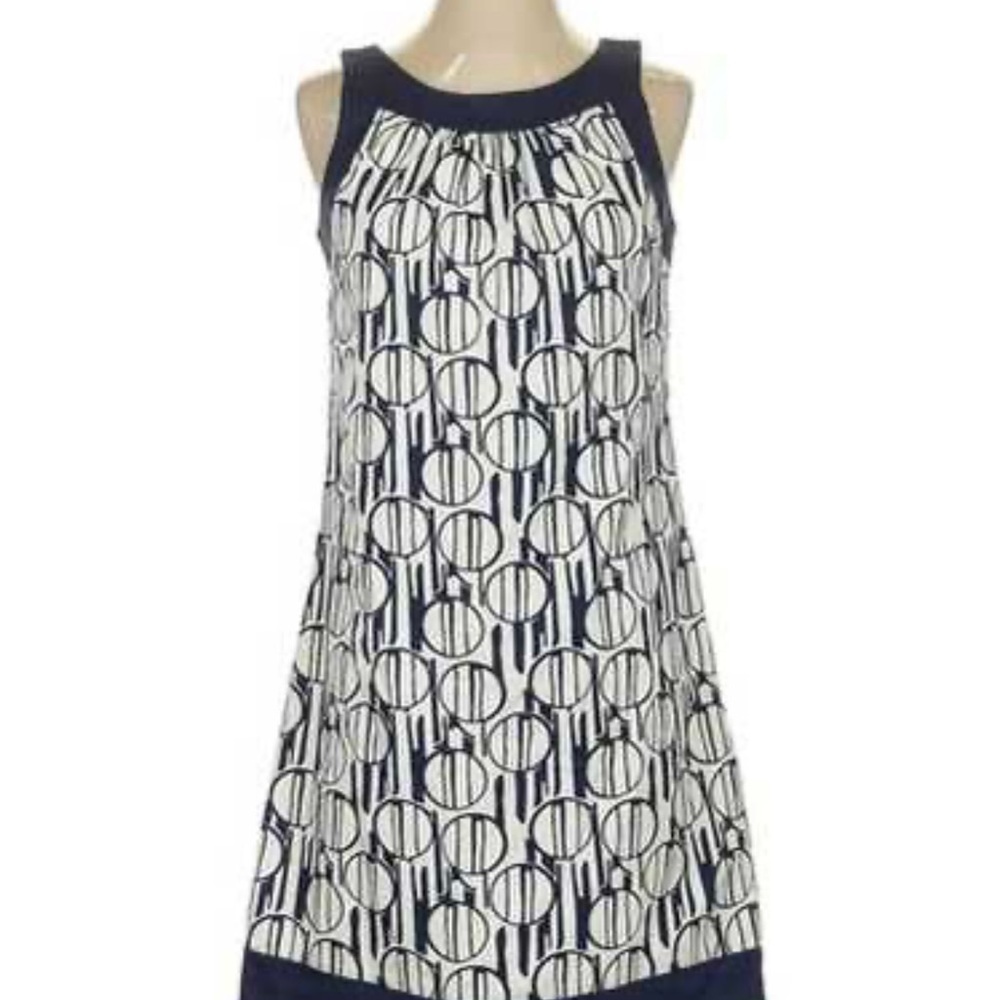 97% cotton Max & Cleo dress Navy and White Midi Dress 0143